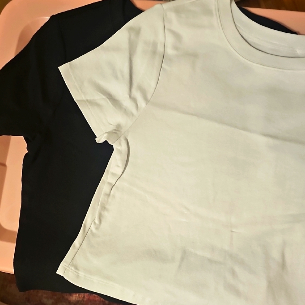 Nobo Womens Crop Black and White Short Sleeve Tees Lg Bundle